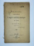 LE COMTE H. C.,Mémoire à l'adresse des membres du congrès antimaçonnique de Trente.